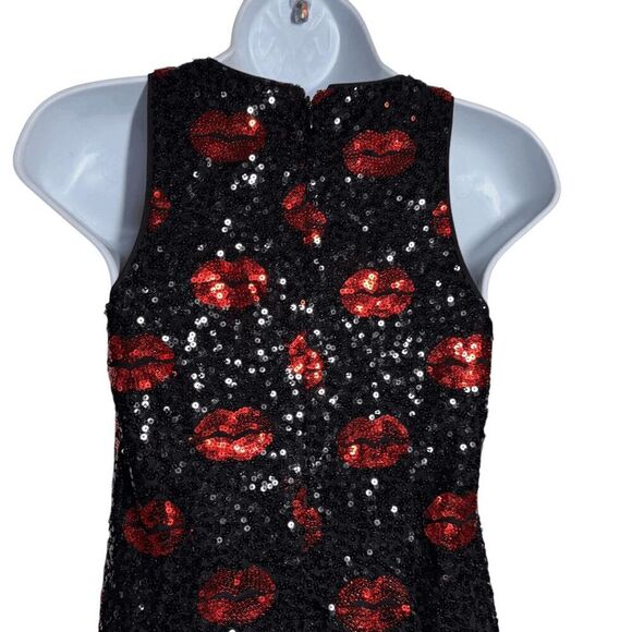 Aiden Mattox lips kisses sequin Black Dress Size 0 sleeveless little black dress - Picture 2 of 9